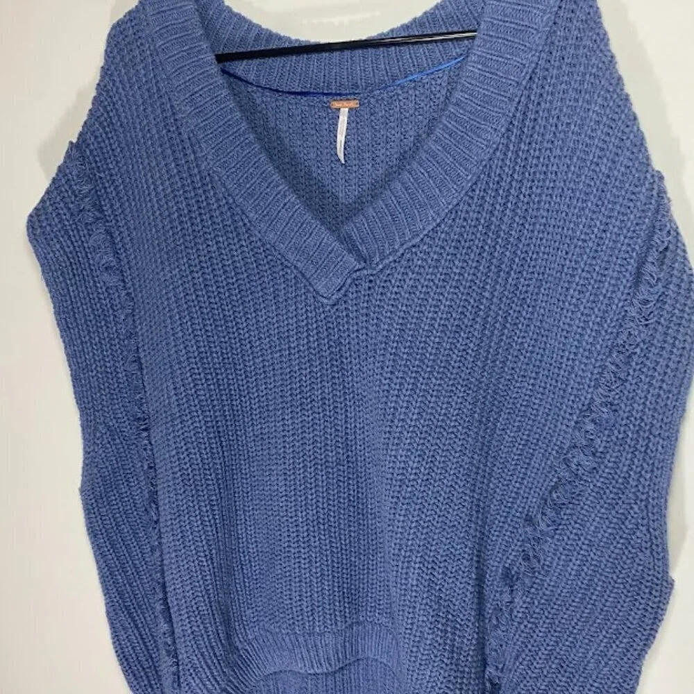 Free People Clyde V-Neck Chunky Oversized Sweater